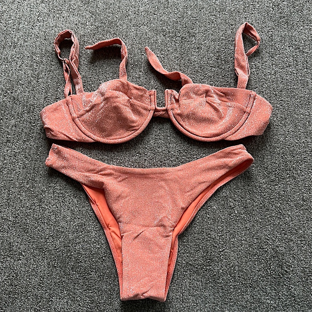 Monday Swimwear Sun-Kissed Shimmer Cala Roja Bikini Top and Byron Bikini Bottom
